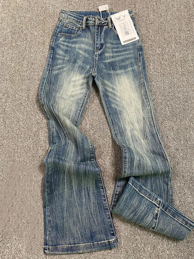 Womens Blue Jeans Vintage Korean Baggy Cowboy Pants Harajuku Wide Denim Trouser 90s Aesthetic Y2k 2000s Trashy Emo Clothes 2023 241007