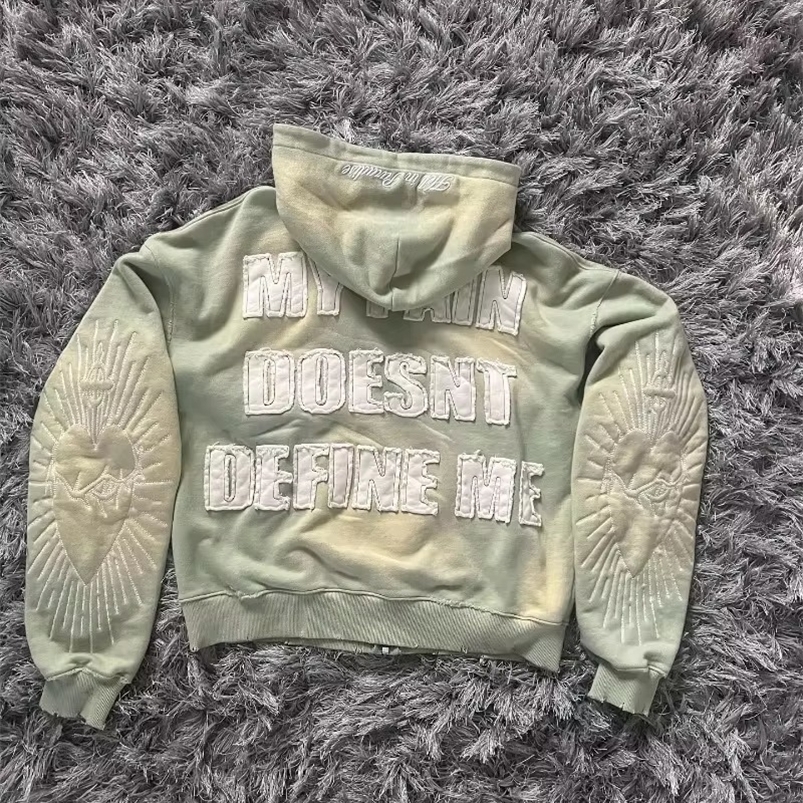 Autumn And Winter Fashion Letter Patch Embroidered Sweater Hoodies Men Y2K Street Vintage Leisure Sports Top 240915