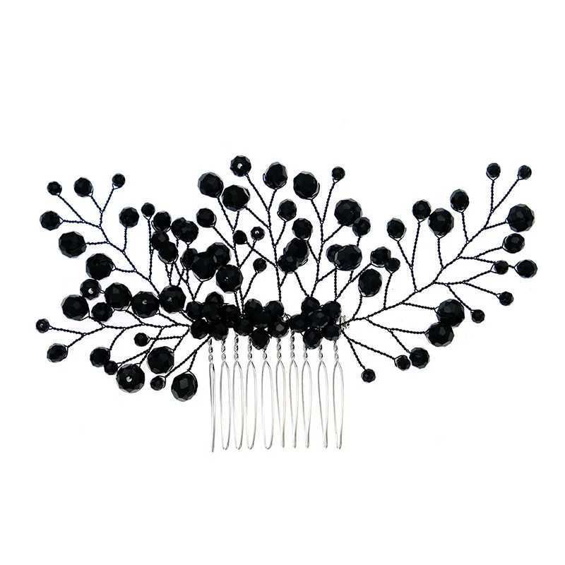 Simple Black Crystal Female Hair Comb Bridal Hair Accessories Wedding Hair Jewelry Bridal Hair Decoration W241007