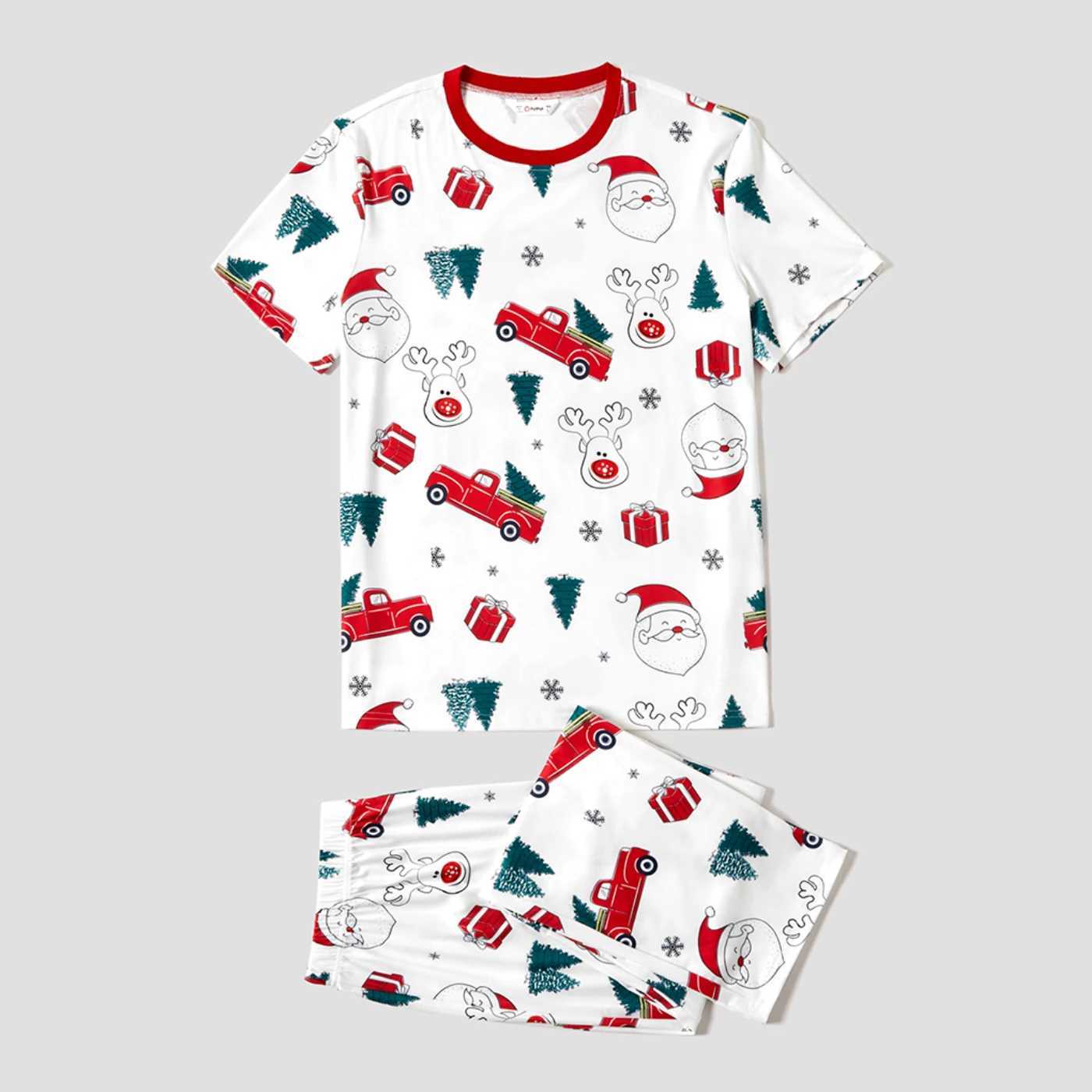 Christmas Trunk and Santa Print Family Matching Pajamas Sets (Flame Resistant)XJ241008