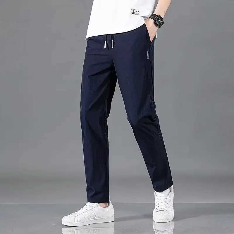 Quick drying Sports Pants Ice silk Breathable Sweat pants Wrinkle resistant Mens Summer Slim fit Straight Leg Casual joggingX241008