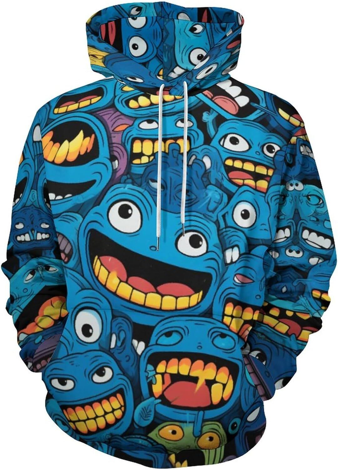 Hoodie for Mens Womens Unisex Novelty Round Smiling Face Hoodie Hippy Casual Long Sleeve Pullover Hoodies Graphic comfort