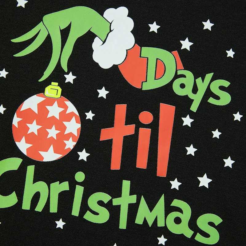 Christmas Family Pajama Set Baby Children Parents Long Sleeve Letter Printed T-shirt Plain Pants Pajama Lounge W241008