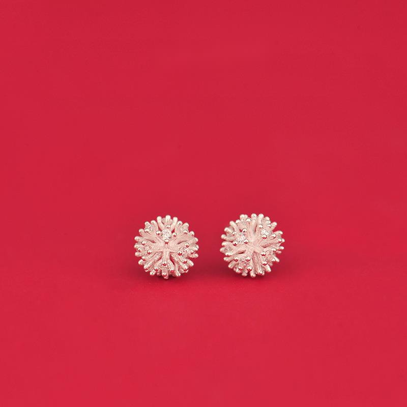 needle dandelion wer ball Christmas style snowflake exquisite dia studded for women, classic and simple earrings