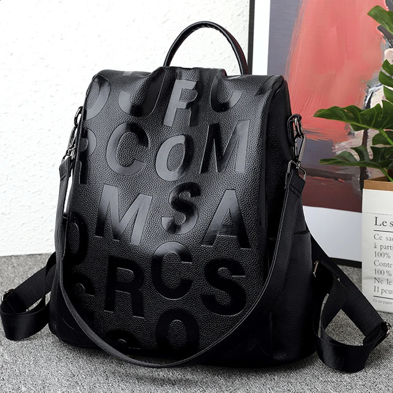 Womens Backpack High Quality Soft Leather School Girls Large Capacity Anti theft Travel Sac 241008