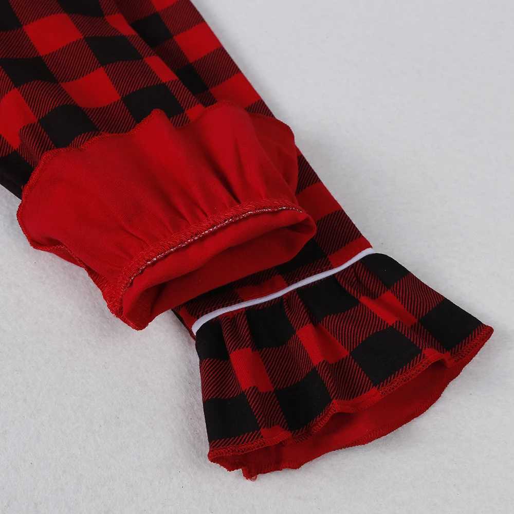 2024 Christmas Clothing Childrens Girls Dress Checkered Striped Printed Velvet Lounge Clothing Childrens Family Matching Christmas Pajamas Customized 