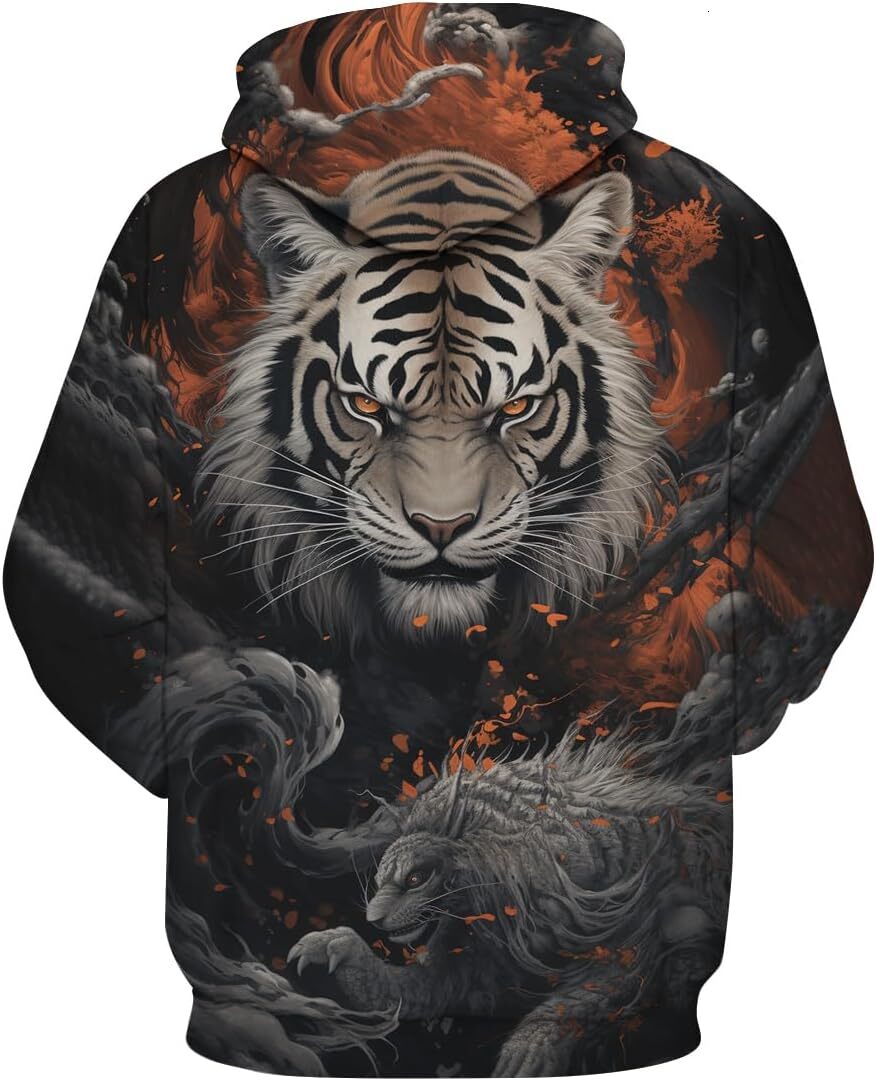 Hoodie for Mens Womens Psychedelic Tiger Hoodie Pullover 3D Printed Vintage Long Sleeved Sweatshirt Hoodies Men Graphic comfort