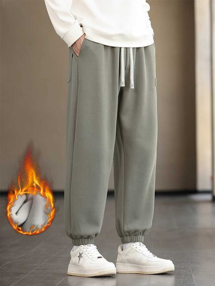 Winter Thick Velvet Warm Sweatpants Men Streetwear Drawstring Cotton Casual Jogger Pants Male Loose Thermal Fleece Trousers 8XLX241008