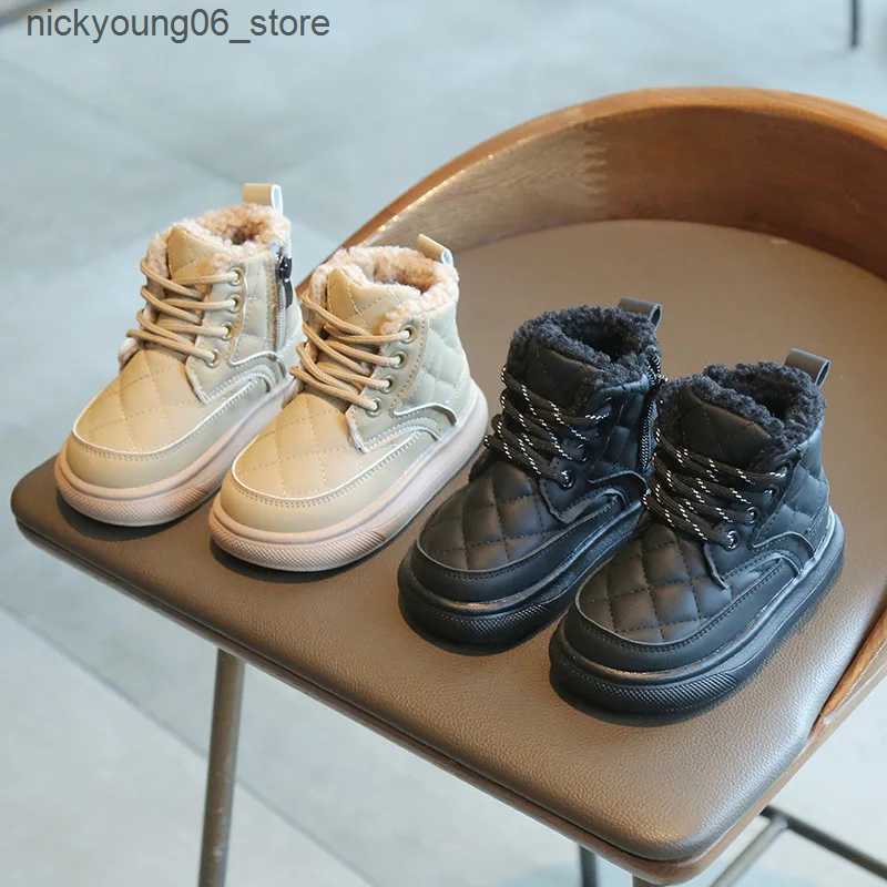 Boots Kids Boots for Girl Fashion Thickened Warm Children Solid Color Cotton Boots Causal Versatile Toddlers Plush Boots Side Zipper L240910