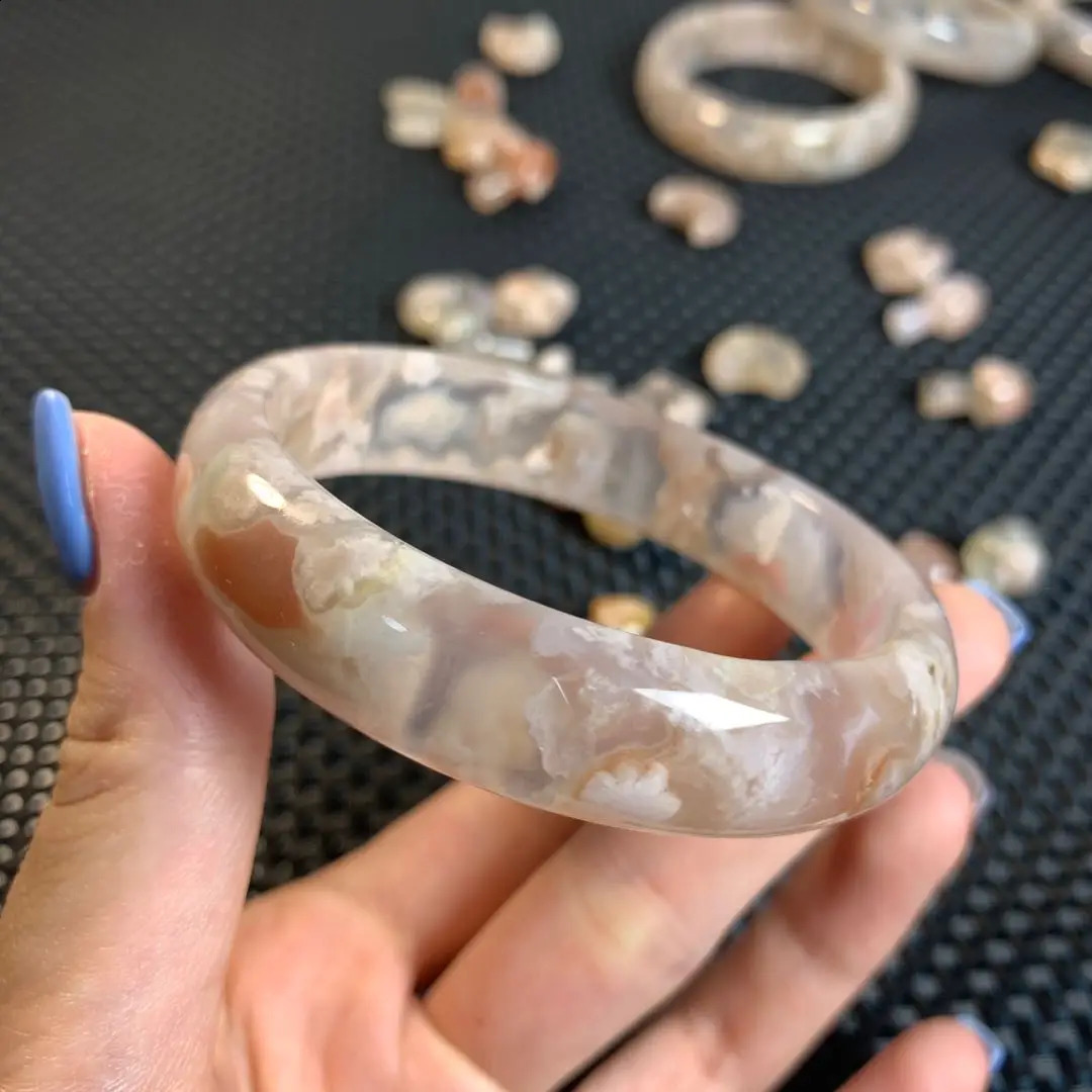 Chinese pure natural cherry agate floating flower jade bracelet for womens jewelry fashion accessories 240925