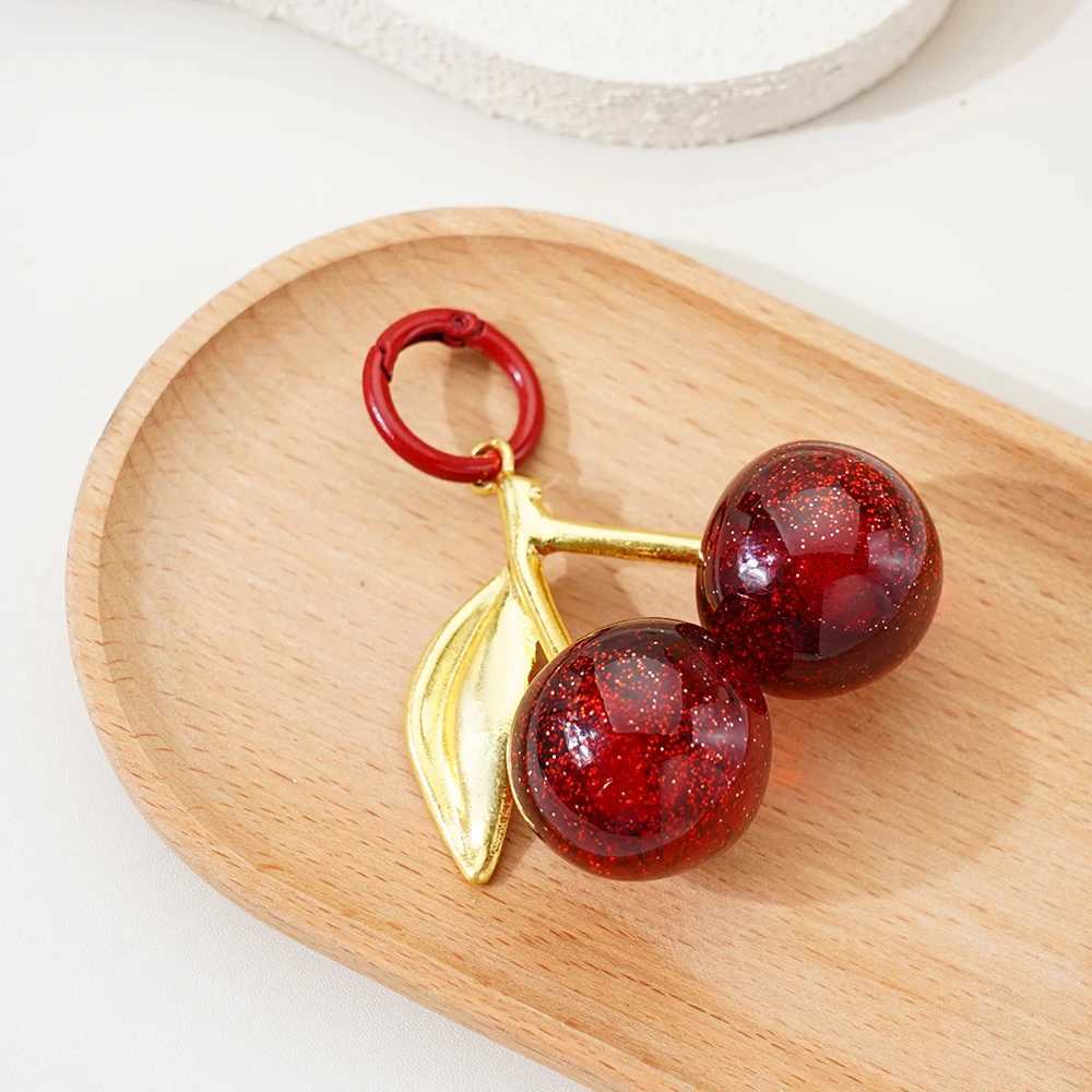 Red Cherry Keychain Jewelry Bag Accessories Summer Fruits Cherries Pendant Keyring For Women Gift DropshippingX241008