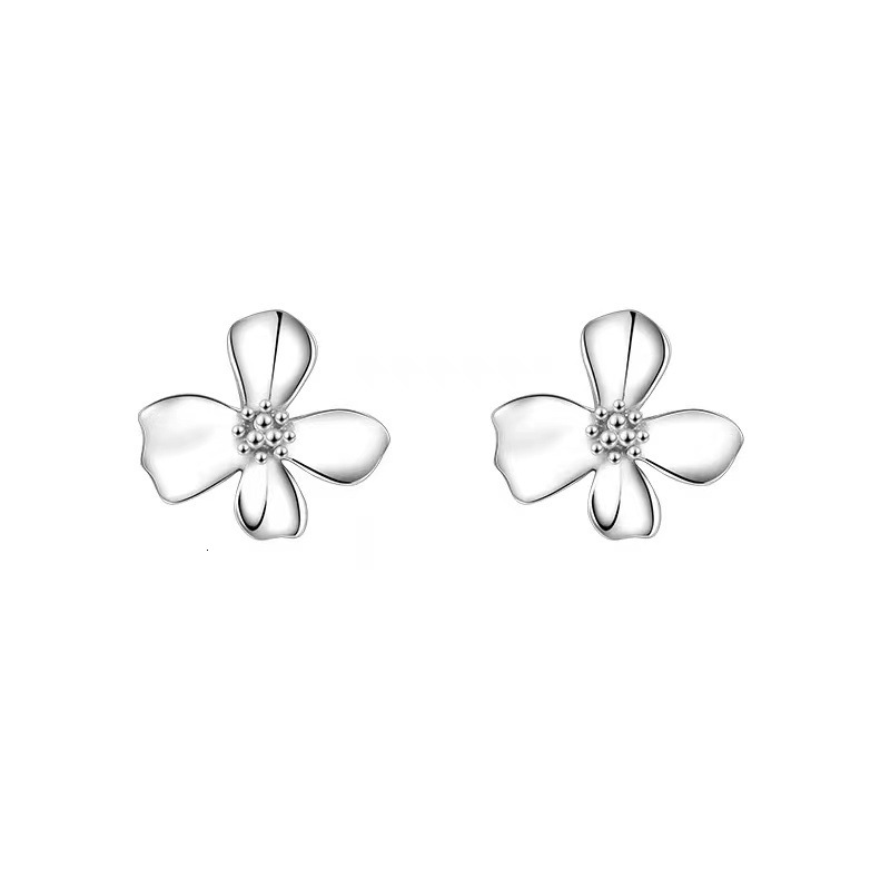 Pure sier needle four leaf wer women's minimalist niche design, high-end earrings, exquisite and urious earrings