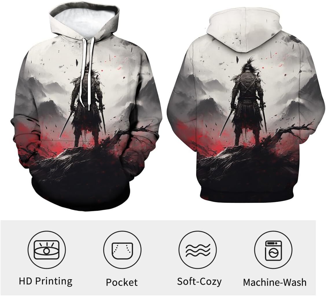 Hoodie for Mens Womens Mens Japanese Bushido Hoodie Novelty Funny Long Sleeve Pullover Hoodies Graphic Hoodies sweatshirt Pullover Long Sleeve