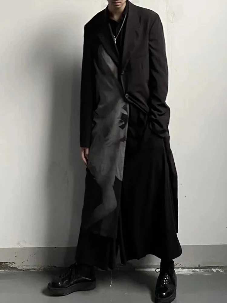 Mamelicce mens jacket long mens jacket unisex retro gothic jacket mens jacket W241007