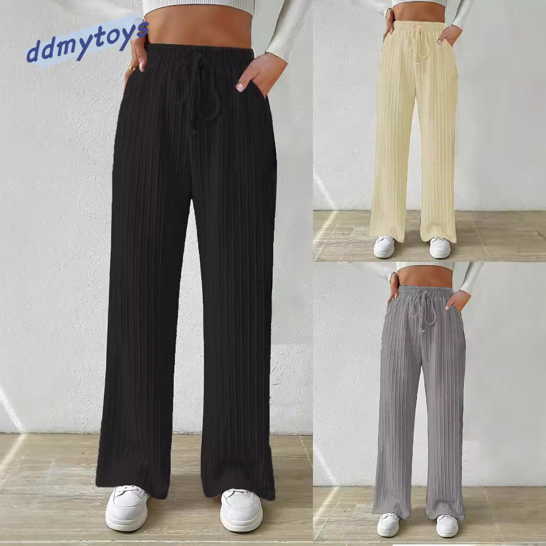 dongdumaoyi new solid color casual straight high waisted wide leg pants F1008#31