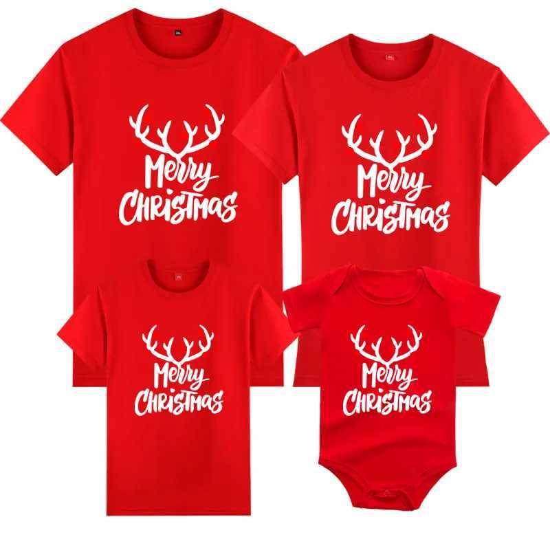 New Year Girl Boy Mom Dad T-shirt Womens Childrens T-shirt Baby Pants Christmas Family Matching T-shirt Mother Daughter Clothing W241008