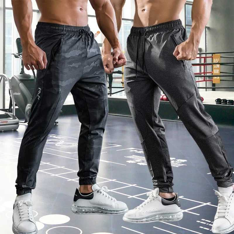 Gym Fitness Workout Sweatpants Running Athletic Apparel Outdoor Training Sports Trousers Elastic Waist Zipper Pockets Long PantsX241008