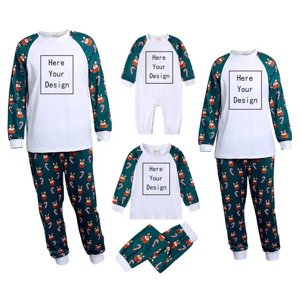 2024 New Father Mother Childrens Pajamas Christmas Pajamas DIY Clothing Add Your Own Personalized Family Matching Clothing Customization W241008