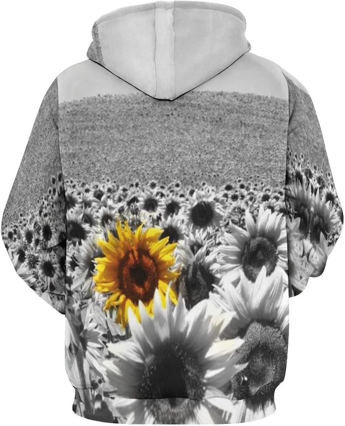 Hoodie for Mens Womens Mens Unisex Novelty Hoodies Sunflower Field Black and White a Single Yellow Flower Individuality Graphic Hoodies sweatshirt coo