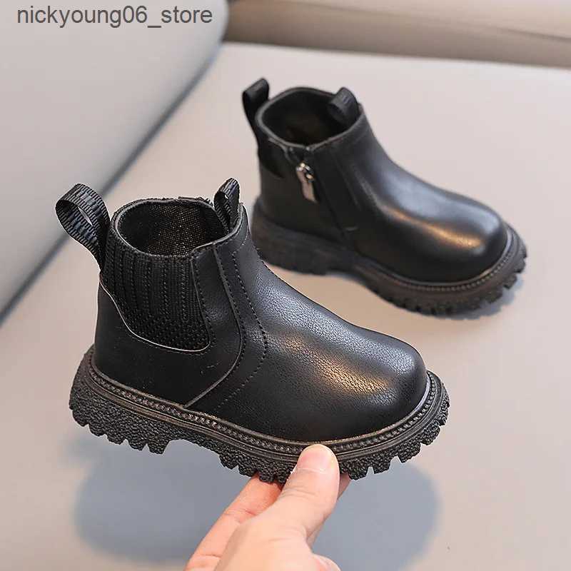 Boots Autumn Kids Short Boots Boys Leather Shoes Soft Bottom Toddler Girl Boots Size 21-30 L240910