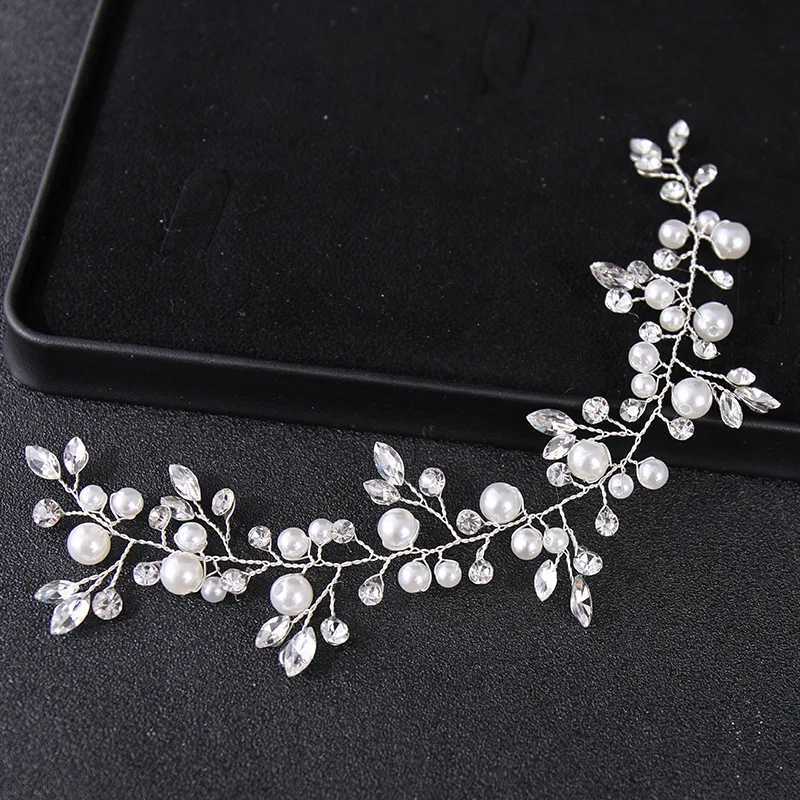 Wedding Crystal Hair Vine Flower Leaf Head Handmade Pearl Crystal Headband Ball Bridal Hair Accessories Jewelry W241007