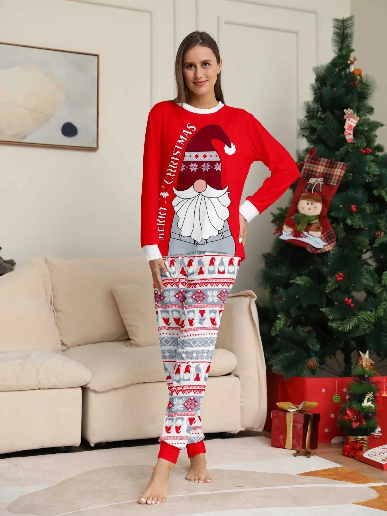 Merry Christmas Santa Claus printed parent-child matching pajamas set soft and cute boy and girl clothing set pajamas W241008
