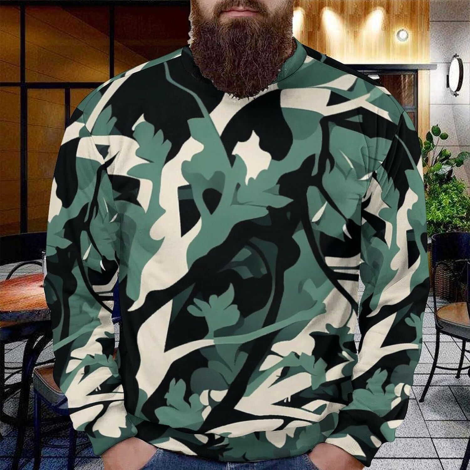 Long Sleeve Shirts for Men sweatshirt Men's Casual Streetwear Camo Long Sleeve Sweatshirt Crew Neck Pullover Activewear T shirt Tee Streetwear Ca