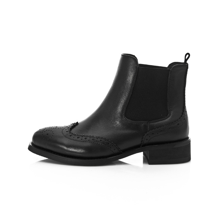 Genuine leather Martin boots female British style autumn and winter padded bare boots retro Brock short boots Chelsea boots female