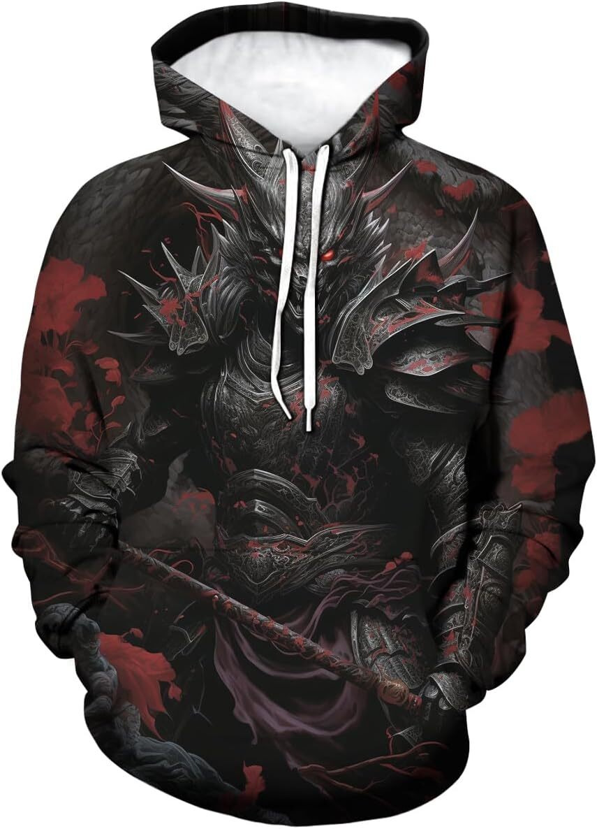 Hoodie for Mens Womens Vintage Japanese Samurai Hoodies Men Printed Hooded Hippie Casual Long Sleeved Pullover Graphic Hoodies sweatshirt