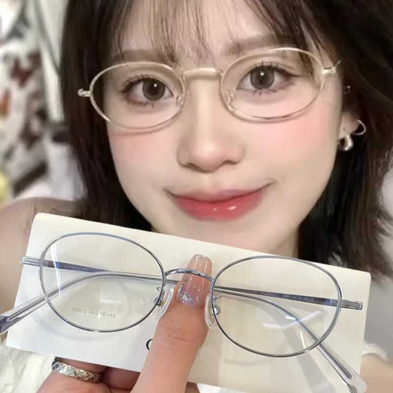Y2K Retro Oval Round Glasses Frame for Women Men Ultra-Light Metal Ins Glasses Vintage Eye Protection Optical Full Rim GlassesX241008