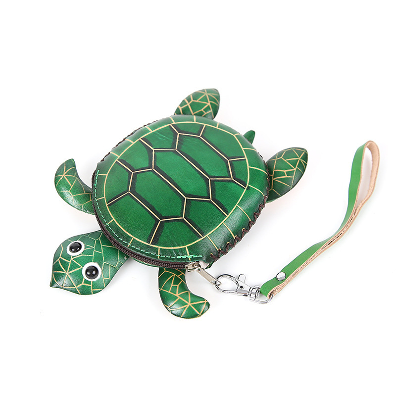Coin Purse Green Turtle Shaped Wallets Women's Travel Zipper Handbag for Coins Keys and Small Accessories Daily Use