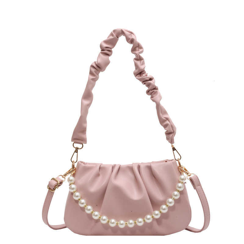 CMM Spring and Summer New Pleated Pearl Chain Bag Trendy and Fashion Womens Handbag Underarm Bag Casual and Versatile Womens Bag Cloud Bag