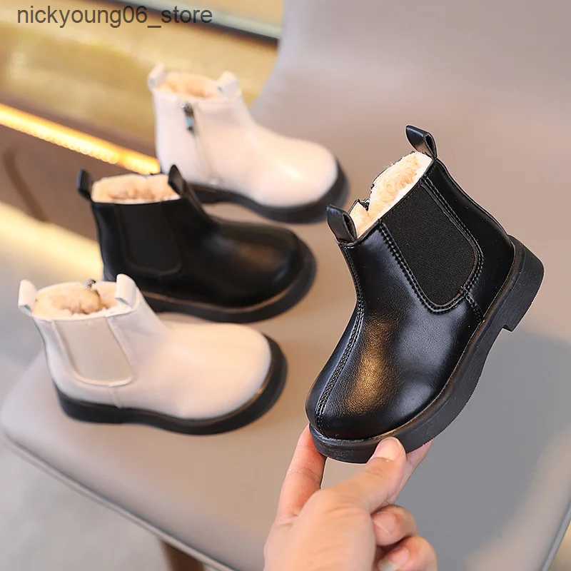 Boots Thick Cotton New Fashion Childrens Boots Boys Britain Style Girls Fashion Snow Boots Kids Chelsea Boots Warm Non-slip Simple L240910