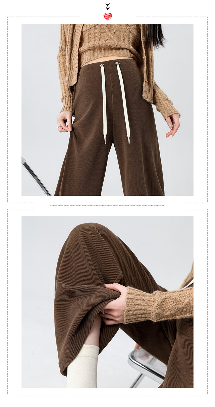 dongdumaoyi Straight leg pants for casual winter with thick and high-quality European cotton fleece pants and wide leg pants F1008#