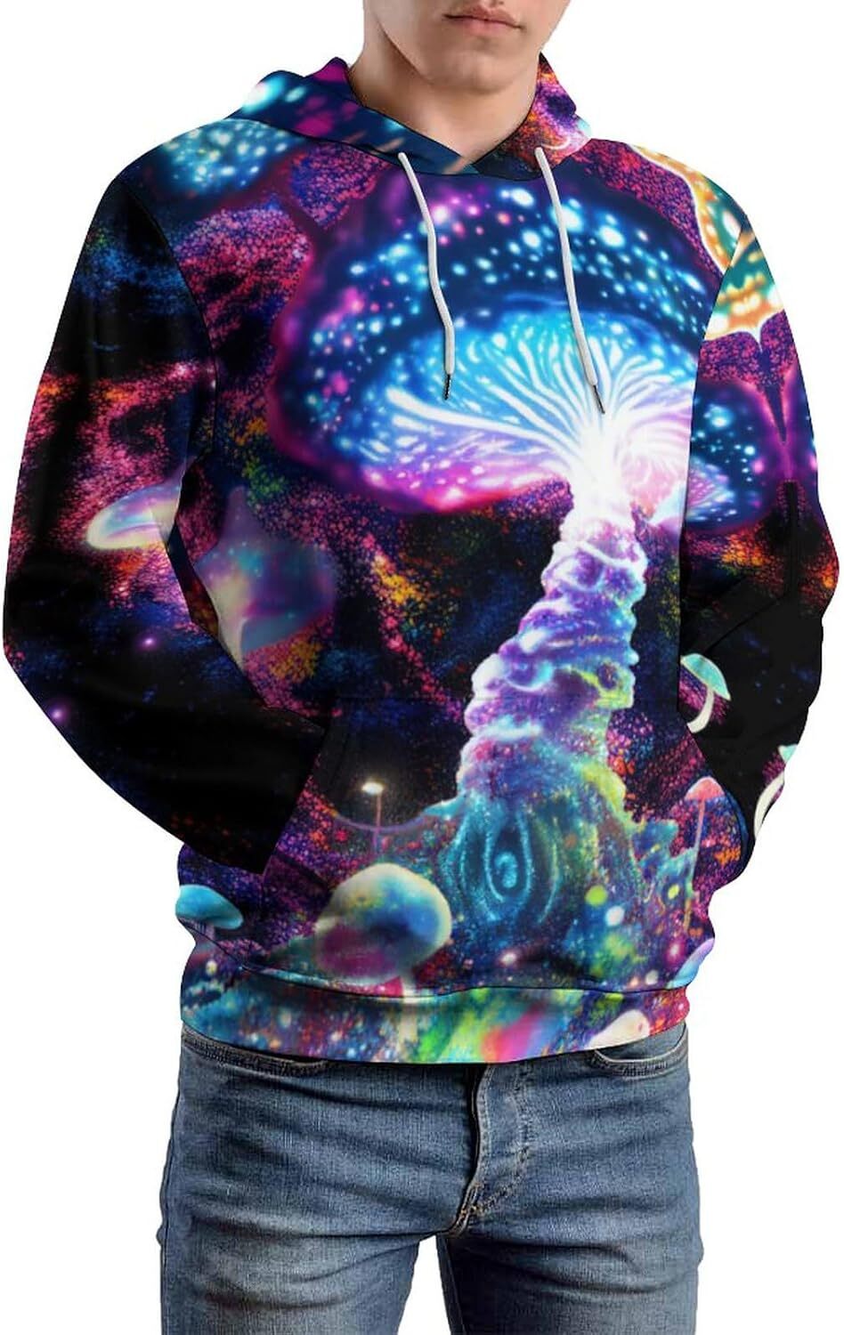 Hoodie for Mens Womens Mens Vintage Mushroom Pattern Hoodie Novelty Fantasy Hippie Cool Hoodies Graphic Hoodies sweatshirt Pullover Long Sleeve