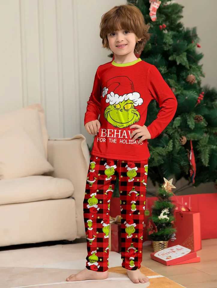 2025 Christmas Family Matching Pajamas Christmas Cartoon Printing Adult Children Baby Family Matching Set Christmas Family Pjs W241008