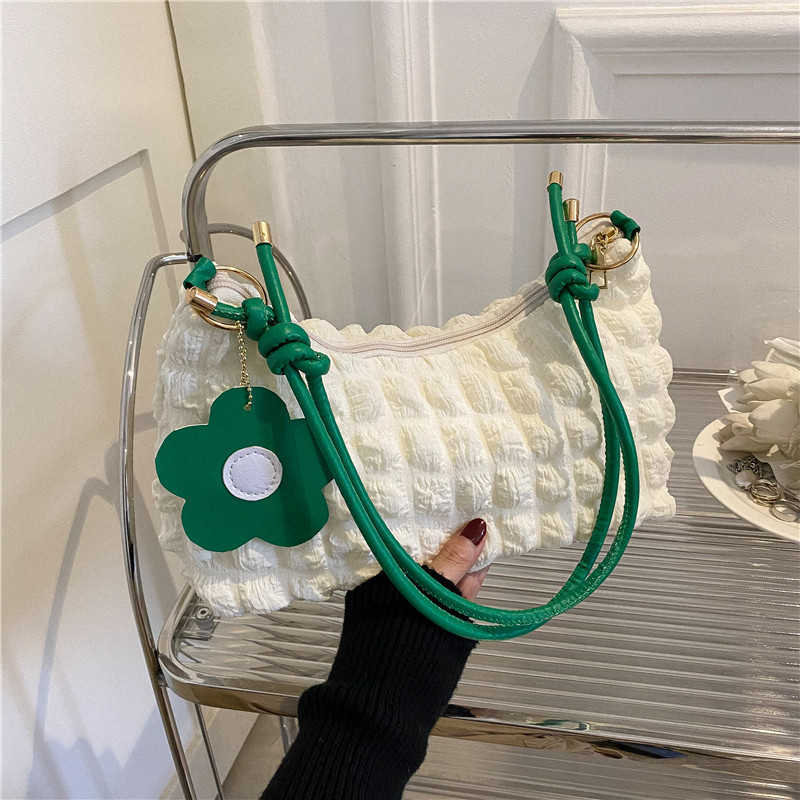 CMM Trendy Temperament Womens Bag Stylish Pleated Casual Armpit Bag Bubble Single Shoulder Handbag Fashion and Versatile Tote Bag