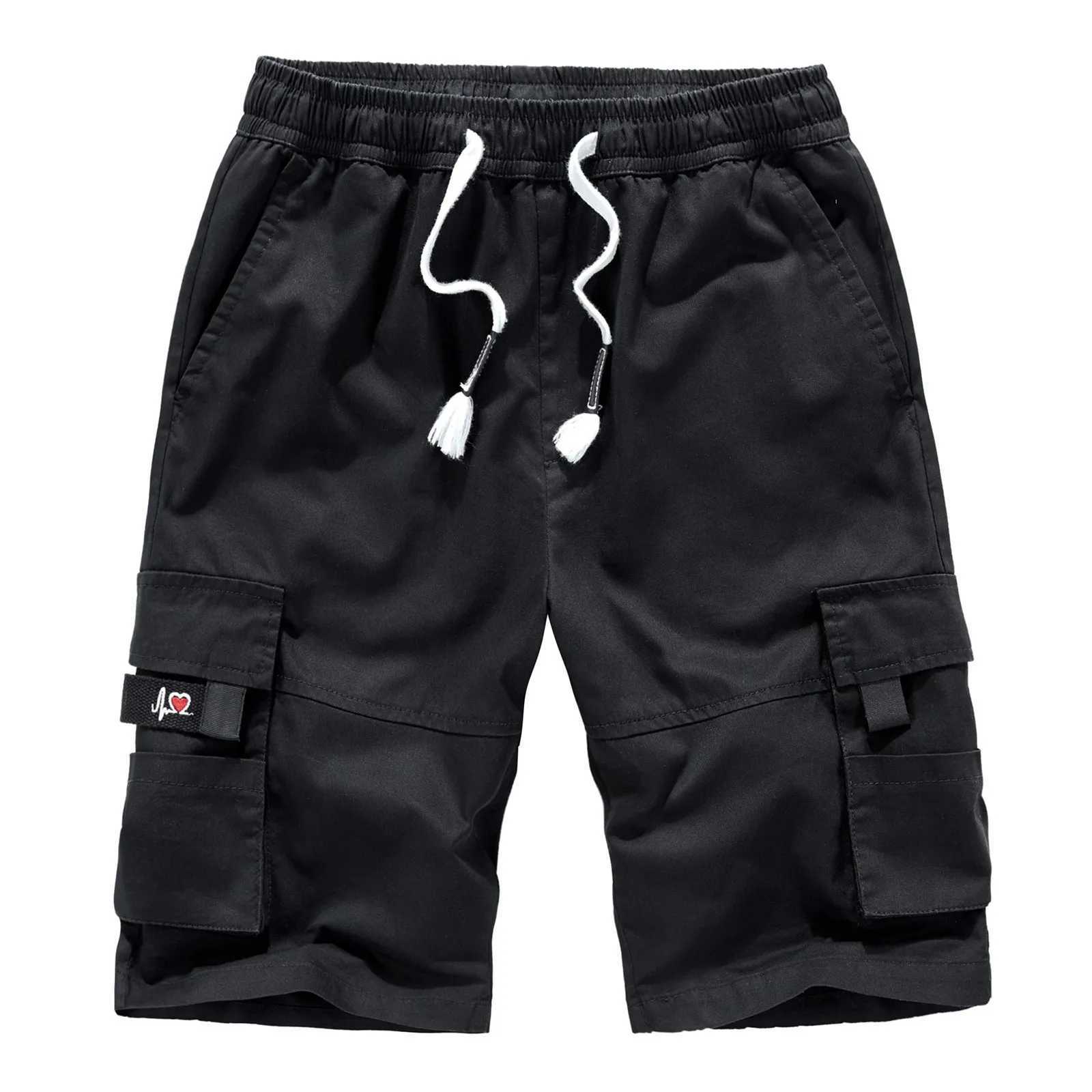 Mens denim bag mens cargo shorts large cotton pocket casual pants casual Korean reviews many summer clothingW240713
