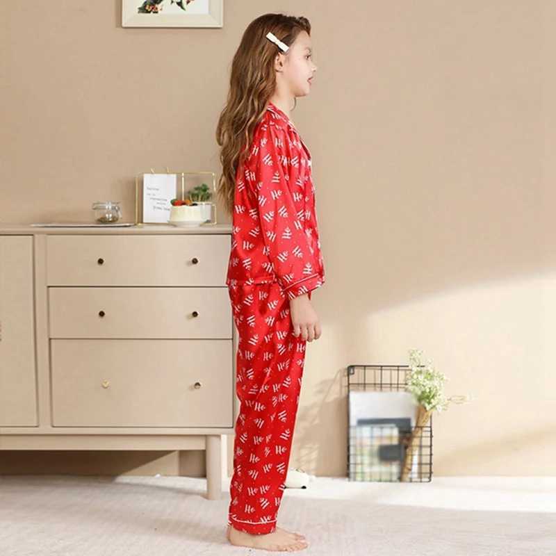 Christmas Pajama Set Silk Casual Parent Child Clothing Family Matching Satin Pajama Set Mom and Dad My Home Clothing Set W241008