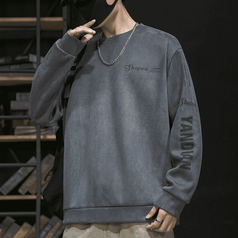 2024 New Designer Winter Suede Hoodie Men's Spring and Autumn Youth Fashion Loose American Casual Long Sleeve Versatile Top