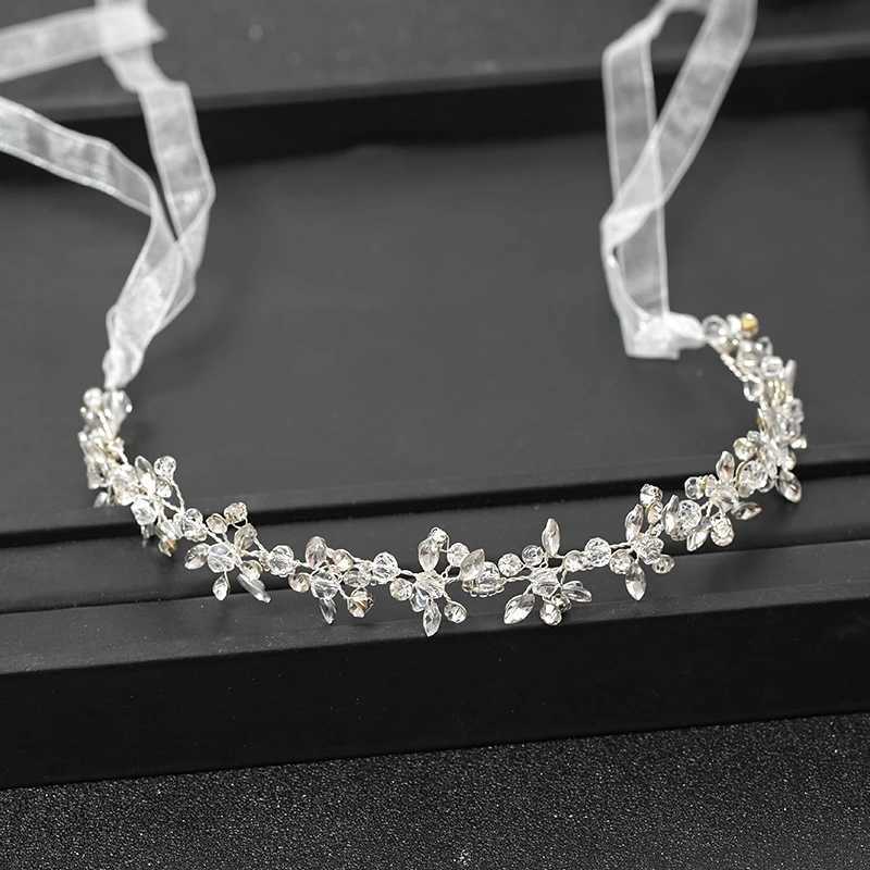 Handmade Silver Womens Bridal Headband with Crystal Water Diamond Hair Wedding Hair Accessories Vine Party W241007