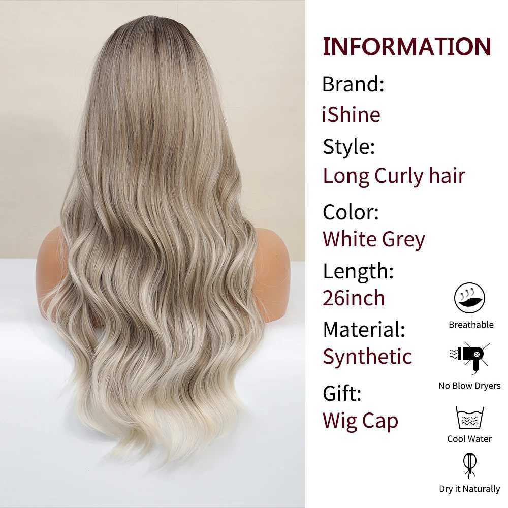 Synthetic Lace Wigs For Women Ombre Blond Lace Wigs Body Wave 26 Inches Long Wavy Cosplay Wigs T Part Lace Wig Heat ResistantXJ241008