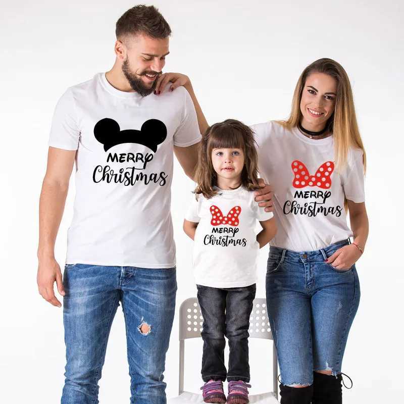 Merry Christmas Family Matching Clothing Father Mother Son T-shirt Girl Tight Clothes Cotton Family Clothing W241008
