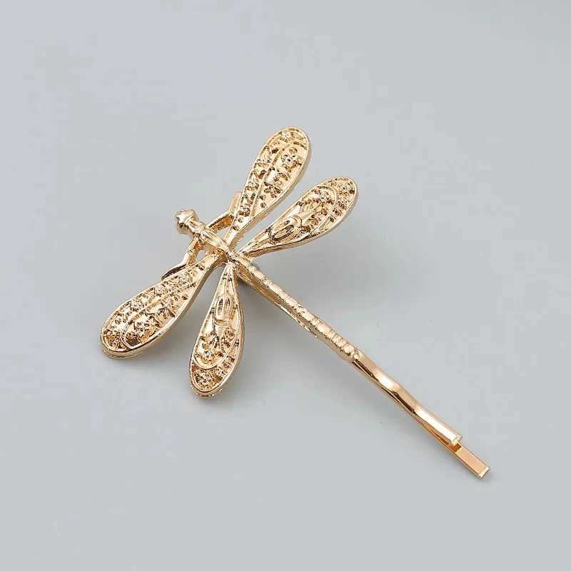 Vintage Golden Dragonfly Hair Clip Used for Bridal Weddings Elegant Hair Accessories Clover Medieval Decoration Womens Gifts W241007