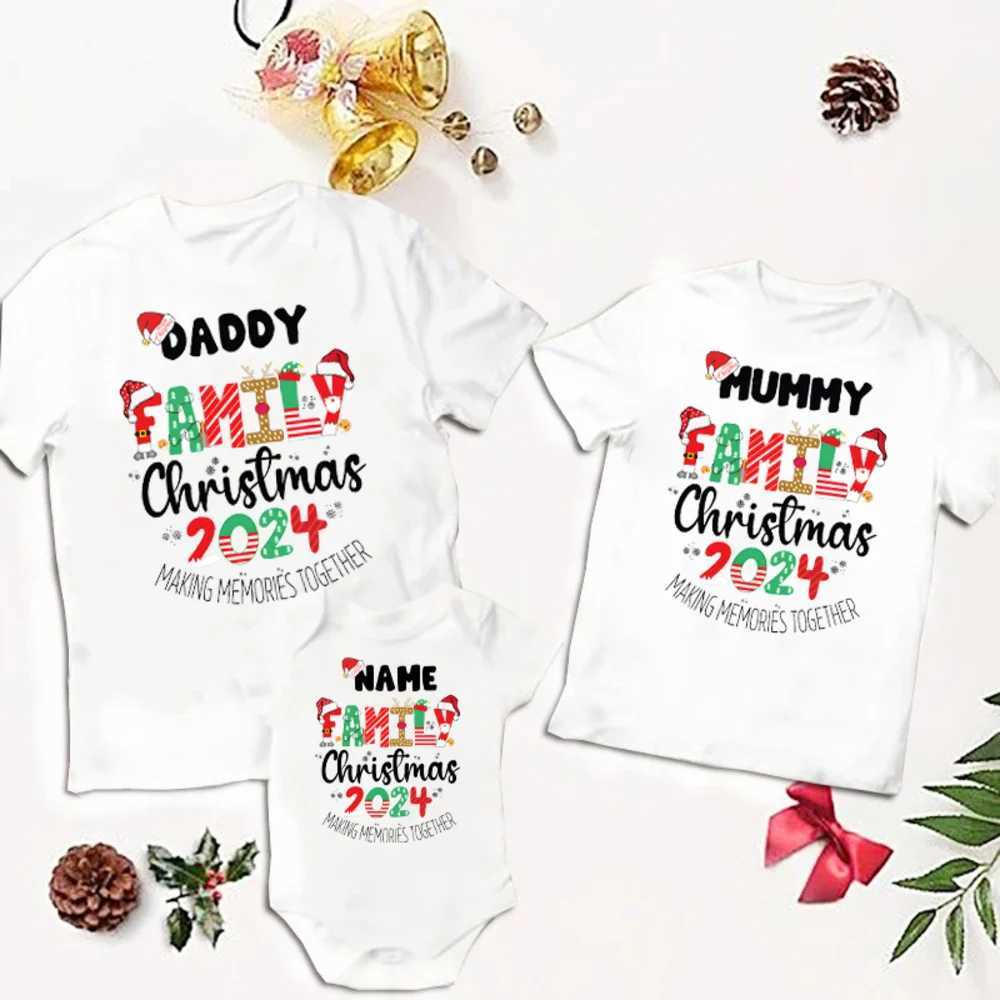 Family Christmas 2024 Print Family Matching Outfits Fashionable and Comfortable Short Sleeve T-shirt Christmas Holiday Clothing W241008