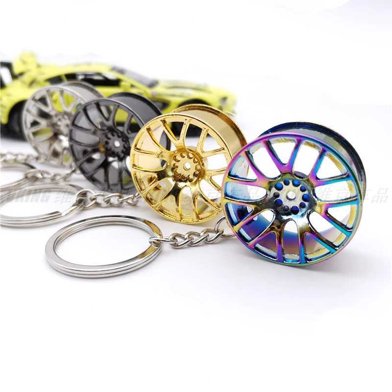 Creative gift car metal keychain turbo gear hub pendant brake disc shock absorber PendantX241008
