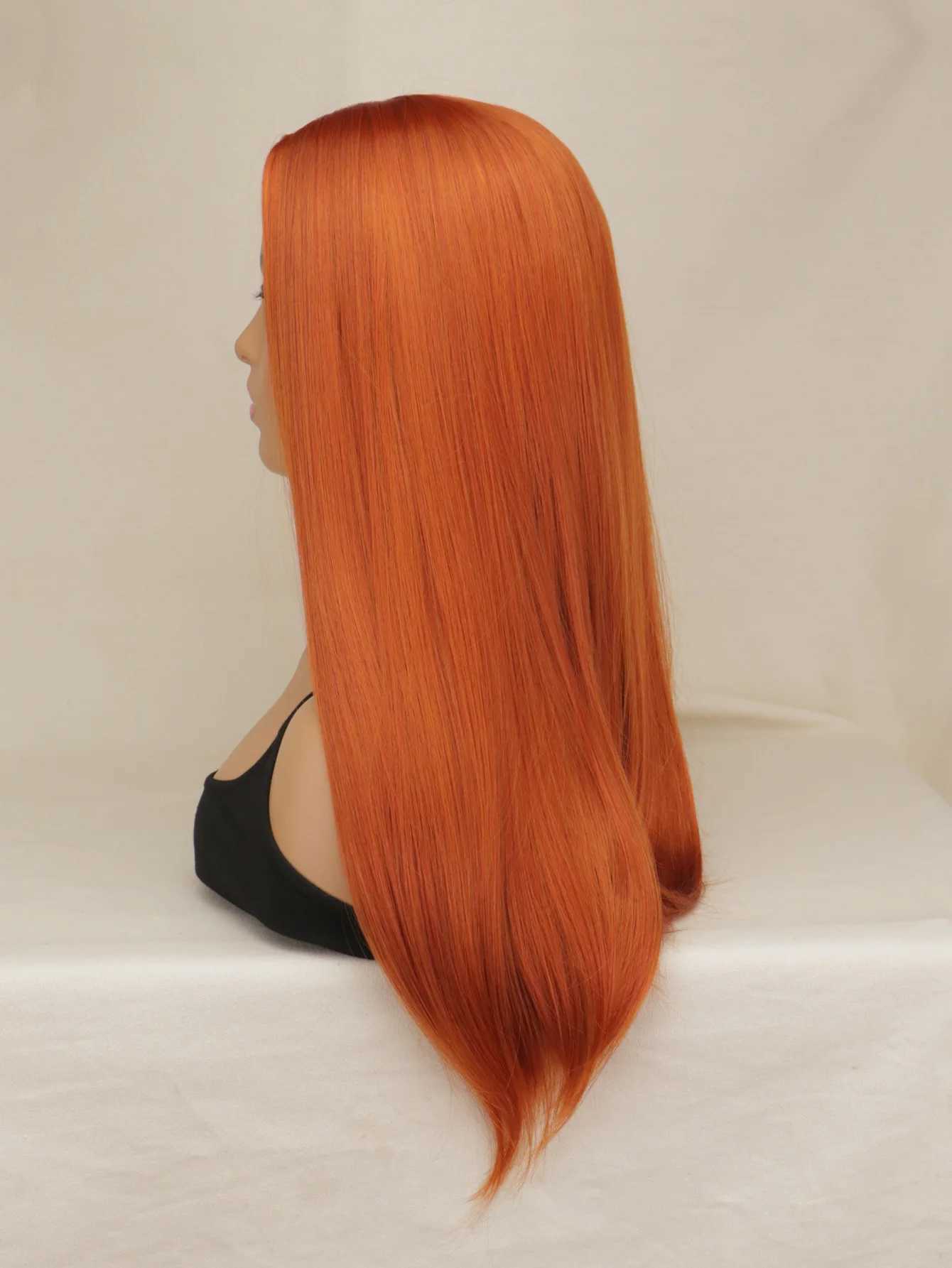 QQXCAIW Long Straight Wig Women Orange Red Natural Cosplay Party Women Heat Resistant Synthetic Hair WigsXJ241008