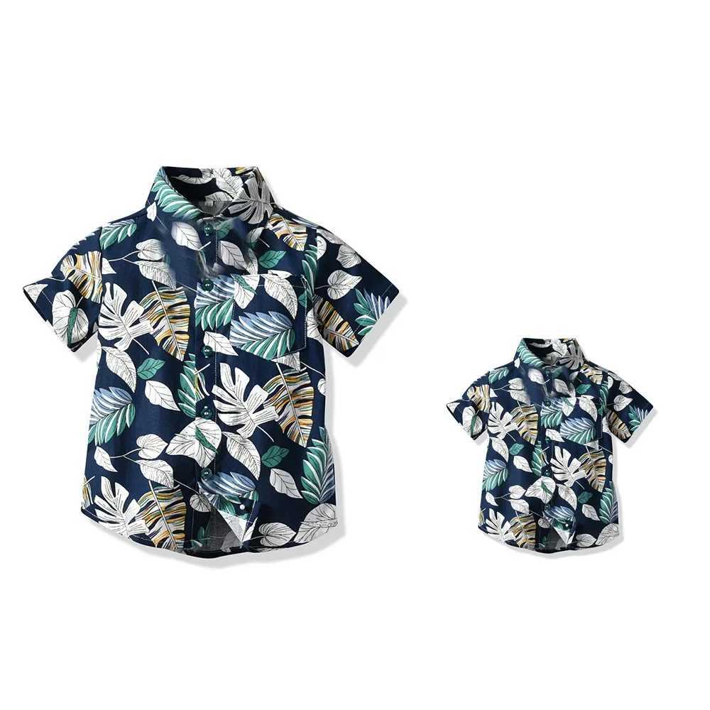 Seaside holiday father son matching summer shirt beach style short sleeved floral shirt family matching shirt father son shirt W241008
