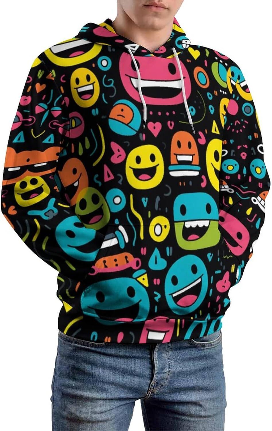 Hoodie for Mens Womens Unisex Psychedelic Cartoon Hoodie Novelty Printed Pattern Hooded Casual Hippie Pullover Sweatshirt Graphic Hoodies sweatshirt