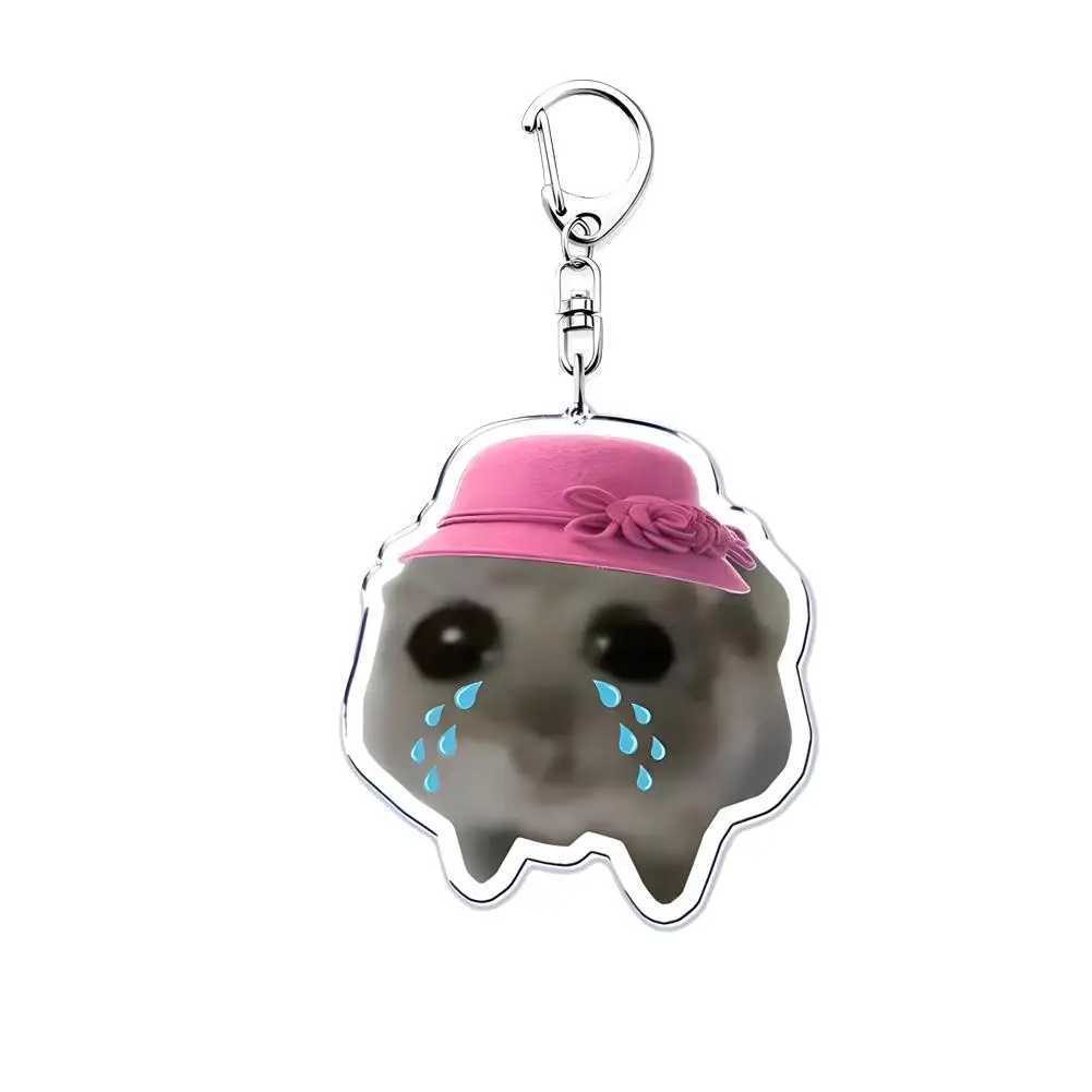 Popular Funny Meme I Am Just A Girl Sad Hamster Key Chain Keychains For Accessories Bag Pendant Keyring Jewelry Fans GiftsX241008